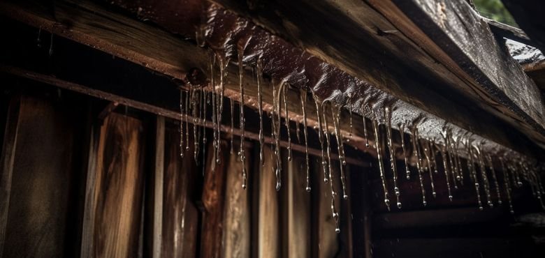 Dew Dripping From Roof of House