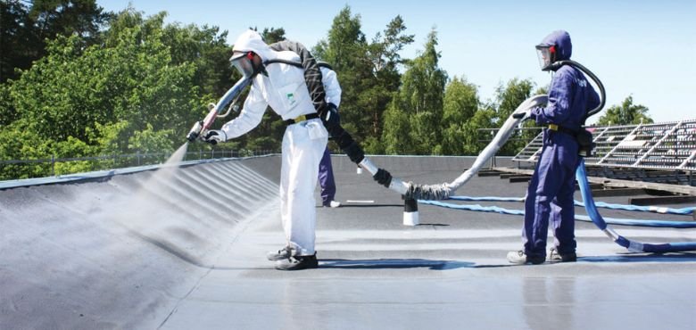 Roof crack repair with polyurea.